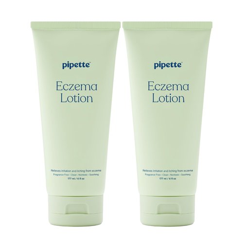 Pipette Baby Eczema Lotion Duo, Pack of 2, Fragrance Free Eczema Cream and Moisturizer, Lotion for Newborn, Sensitive Skin, and Kids, Baby Care Products, Non-Toxic and Hypoallergenic