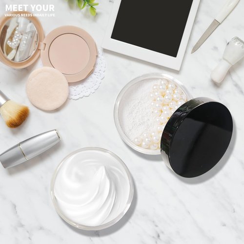 8 oz Plastic Container Jars with Labels, 6 Pcs Empty Round Cosmetic Containers with Black Lid for Cream, Body Butter, Makeup, Travel Samples (Clear)