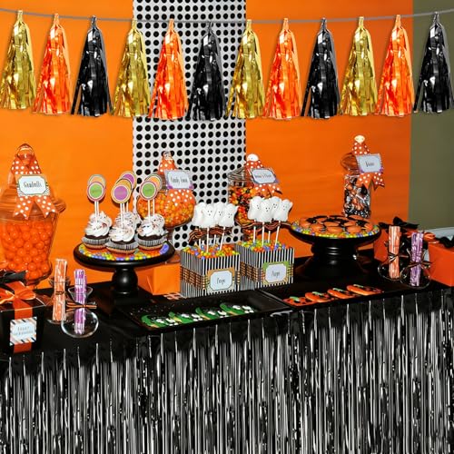 Black Gold Orange Tassel Garland Banner 40ft Metallic Fringe Streamer Party Decor