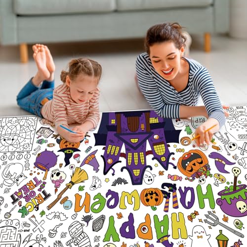 Halloween Giant Coloring Poster - 31.5 x 72 Inch, Group Activity & Party Decor