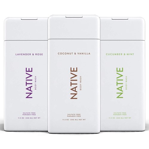 Native Body Wash 3 Pack - Natural SLS & Paraben Free Body Wash for Men & Women | Cucumber, Coconut & Lavender Scents