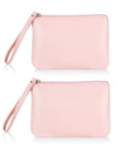 SeBUCUOO 2 Pack Small Zipper Pouch Mini Makeup Bag for Purse Lipstick Cosmetic Travel Make Up Organizer for Women Essentials, Car Change Coin Holder 4.5 x 6.5 Clutch Stadium Approved Wristlet, Pink
