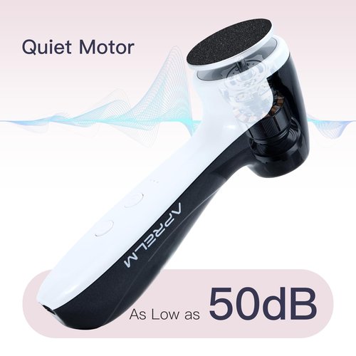 AprElm Rechargeable Electric Foot Callus Remover with 3-Sizes 120Pcs Sandpaper Discs, Professional 1000RPM 3-Speed Control Electric Foot File (E7 Black)
