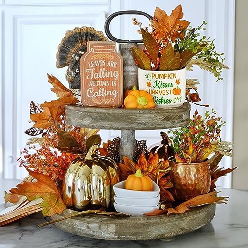 Mini Autumn Ceramic Candy Dish Set - Pumpkin & Maple Leaves, 3.5x2.8 Inches - Fall Decor, Thanksgiving Tableware (Variation of 1)