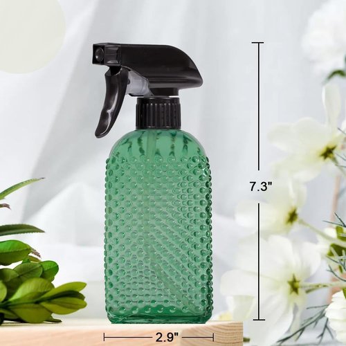 Skiennix Plant Mister Glass Spray Bottle - 3 Pack 13oz Reusable Green | Adjustable Nozzle for Indoor Plants & Gardening
