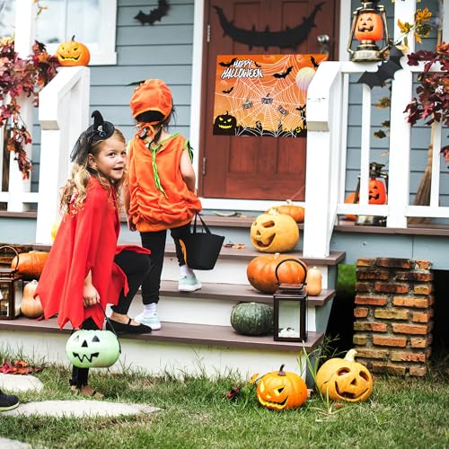 Halloween Spider Pin The Web Game Set for Kids - 30 Reusable Stickers & Web Poster