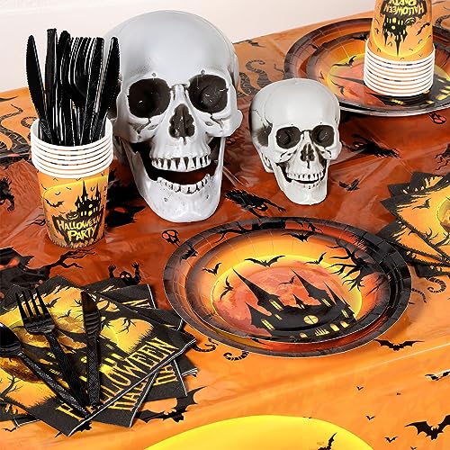 Halloween Castle Party Supplies Set for 24 Guests - Disposable Dinnerware & Decorations