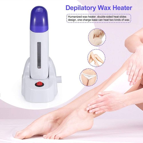 Nynelly Depilatory Roll on Wax Warmer Kit, Portable Hair Removal Epilator Machine Set for Women Men - Leg, Bikini, Armpit (Heater 1, Wax 1, 20 Strips)