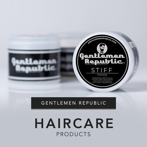 Gentlemen Republic Stiff Pomade for Men - Lightweight Water-Based Formula for High Hold & Shine | 4oz