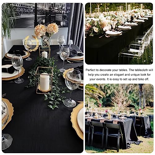 60x102 Inch Black Rectangle Table Cover - Pack of 6 Washable Polyester Tablecloths