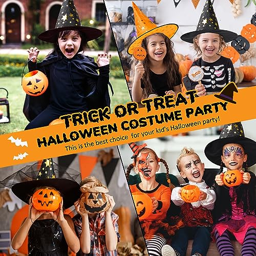 Kids Witch Hat Halloween Costume Accessory - Black & Purple, One Size