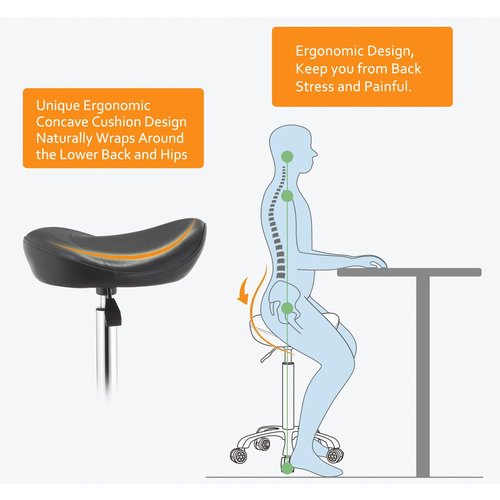 Nolasalon Saddle Stool Chair with Wheels,Ergonomic Swivel Rolling Height Adjustable for Salon Beauty Clinic Dentist Tattoo Home Office