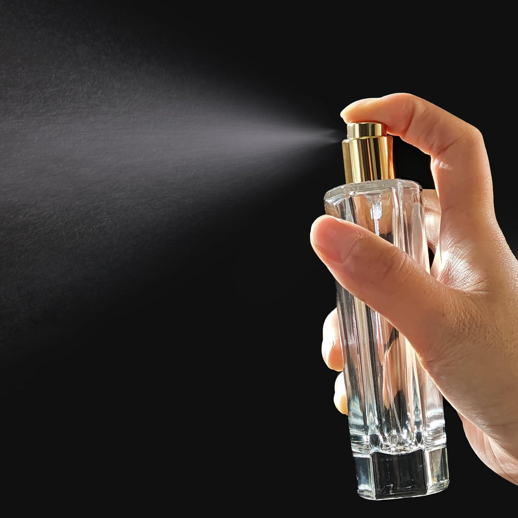 Yerpkefey 100ml/3.4 Oz Glass Spray Bottle Perfume Atomizer,Perfume Travel Refillable Spray Bottle Empty with 3 Kinds of Dispenser (100ml)