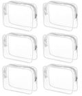 Tergy 6 Packs Clear Cosmetics Bags for Women Men Waterproof Toiletry Bags PVC Makeup Bags Organizer Case with Zipper for Travel Bathroom (6 White Colors)