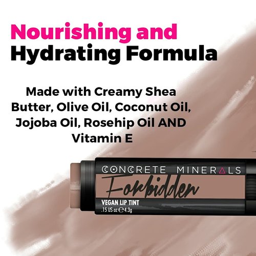 Concrete Minerals Lip Tints, Nourishing Formula With High Color Payout, Longwear, Cooling Sensation Of Peppermint, 100% Vegan and Cruelty Free, Handmade in USA, 0.6 Ounce Total (Smoke & Mirrors)