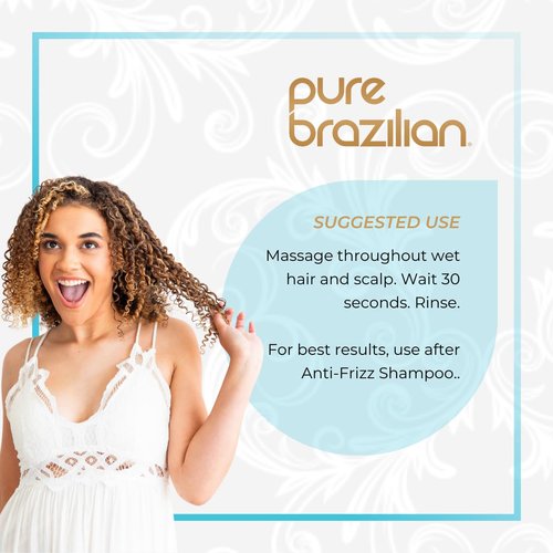 Pure Brazilian Anti-Frizz Conditioner - Keratin & Acai Formula for Smoother, Shinier Hair | 13.5 Oz