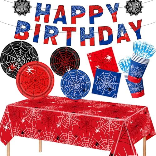 122-Piece Spider Web Party Supplies Set for Halloween and Birthday Celebrations