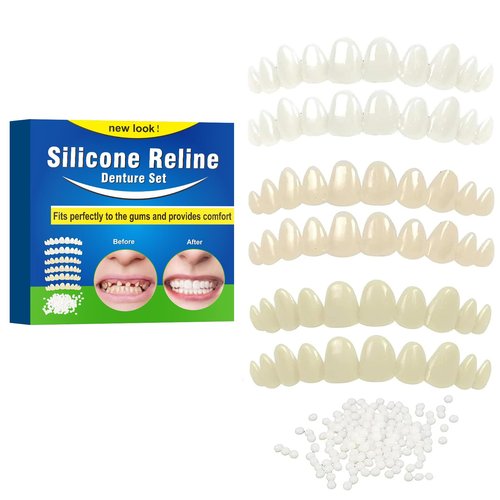 Veneers Teeth for Women-Temporary Tooth Repair Kit Natural Shade -Moldable Thermal Beads Replacement Kit for Replace Missing or Broken Tooth Filling the Gap-6PCS
