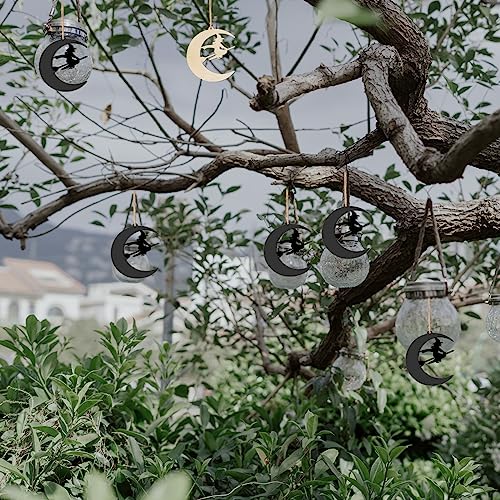 Wooden Moon Witch Ornaments for Halloween & Holiday Decorations Set of 20