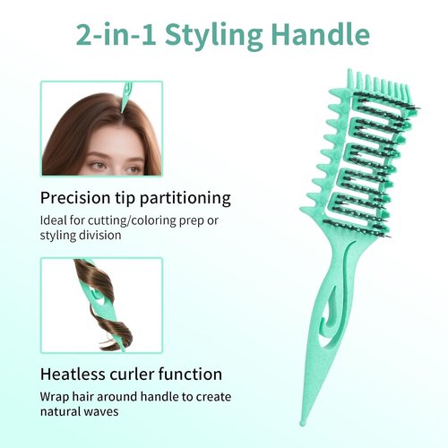 Skiennix Curl Defining Brush - Detangling & Shaping Tool for Curly Hair | Vented Design, Reduces Frizz (Green)