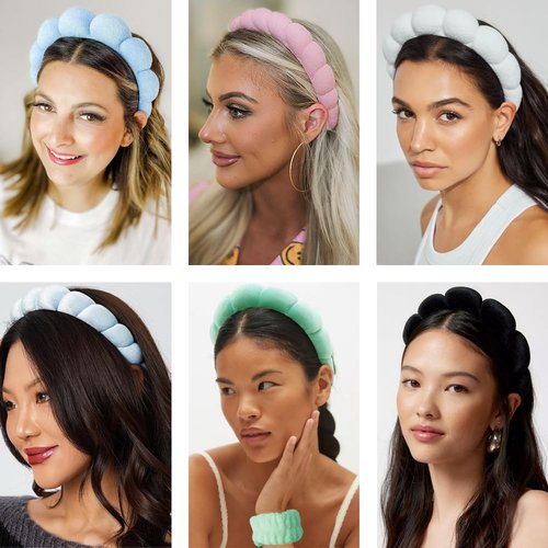 Tetizo Spa Headbands - Soft Terry Cloth Makeup & Skincare Wristband Set | Non-Slip Hairband for Women