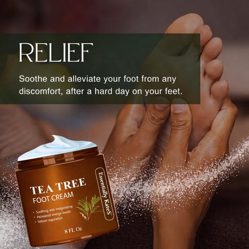 Essentially Kate's Tea Tree Oil Foot Cream - Soothes Itching Skin & Fights Foot Odor | 8 Fl Oz