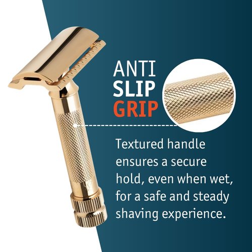 Merkur Classic Double Edge Safety Razor - Gold Plated Finish | 1 Count for a Smooth Shave