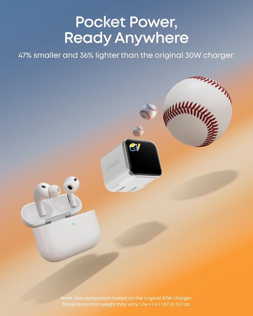 Anker 45W GaN Fast Charging USB-C Charger - Smart Display & 180° Foldable Plug for iPhone 17/16/15