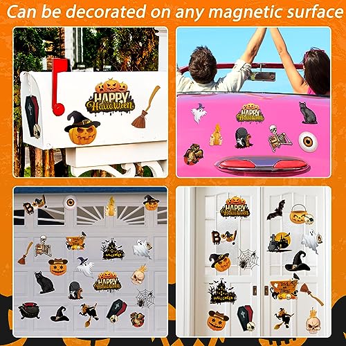 Halloween Refrigerator Magnets Set with Pumpkins Ghosts and Skulls - 24 Pieces