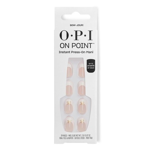 OPI On Point Press On Nails - Short Round & Squoval Styles | 24 Count With Nail Glue | Long Lasting & Reusable