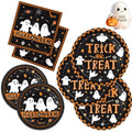 Halloween Party Supplies Set for 50 Guests - Ghost Themed Plates & Napkins