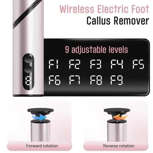 Electric Foot Callus Remover, 2-in-1 Rechargeable Foot File Callus Remover for Feet, Max 900RPM 9 Adjustable Speeds Foot Scrubber for Dead Skin Pedicure Cracked （1 Pack）