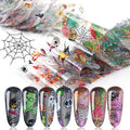Halloween Nail Foil Sticker Set - Fall Nail Art Decals & Charms, 10 Pack