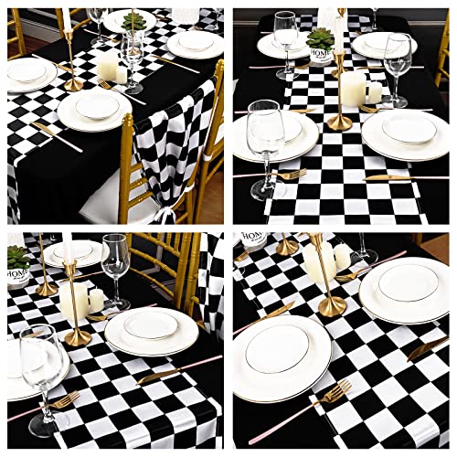 Checkered Table Runner Set - Black and White 12x72 Inch for Parties & Weddings - Variation: Checkerboard / 12*72inch