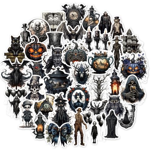 Halloween Goth Stickers - 100 Dark Skull & Witch Decor, GOTH-3 Variation
