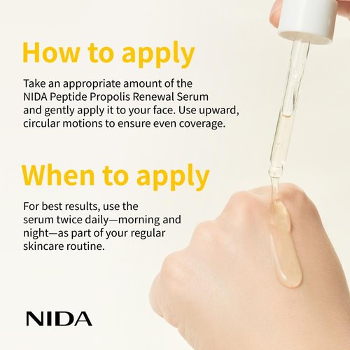 NIDA Peptide Propolis Renewal Serum | Peptide Complex, Propolis Extract, Adenosine | Youthful Look, Wrinkles, Fine Lines, Pore & Sebum Care | 1.69 fl.oz., 50ml (Updated)