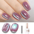 Double Rhythm Cat Eye Gel Polish - 15ML Holographic Glitter in Plum Purple | Salon Quality Soak Off