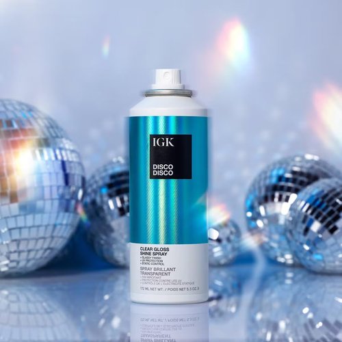 IGK Disco Disco Clear Gloss Shine Spray - Lightweight High-Shine Finishing Spray | Travel Size Set of 2 (2.1 Fl Oz)
