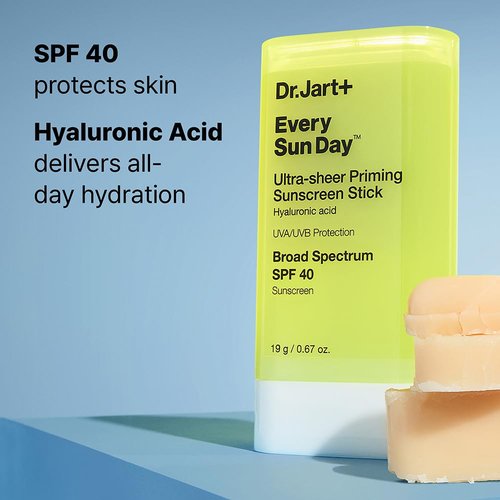 Dr.Jart+ Invisible Korean Priming Sunscreen Stick SPF 40 - Hydrating Hyaluronic Acid | Travel Size 0.67 oz