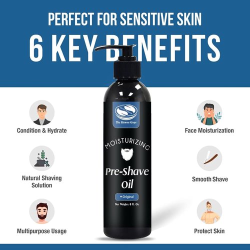 Skiennix Pre Shave Oil - 8 fl. Oz Unscented Formula for a Smooth, Burns-Free Shave | Ideal for Straight & Safety Razors