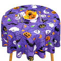 Halloween Purple Spider Web Tablecloth - Round 60 Inch Waterproof Decor