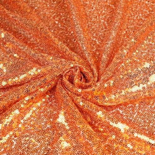 Orange Sequin Rectangular Tablecloth 60x102 Inches for Weddings Parties Halloween