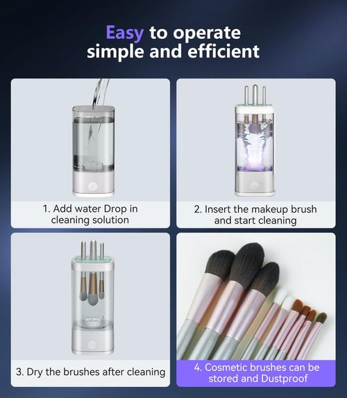3.0 Upgrade Make Up Brush Cleaner Cosmetic【Industry NO.1-12x Cleaning Power】【SGS Certified - 0 Dust】 MakeupBrushes Cleaner Suitable for all Brush，Circuit Upgrade Make Up Brush Cleaner WHITE