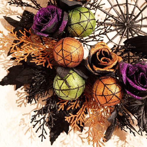 Valery Madelyn 18-Inch Pre-Lit Halloween Wreath for Front Door Decor - Timer