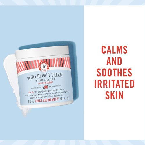 First Aid Beauty Ultra Repair Cream - Intense Hydration Moisturizer for Face & Body | Pink Grapefruit, 6 oz.