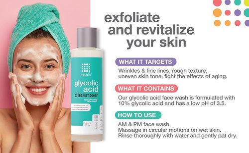 Skiennix 10% Glycolic Acid Face Wash - Exfoliating Foaming Cleanser for Anti-Aging & Clear Skin - 6 oz.