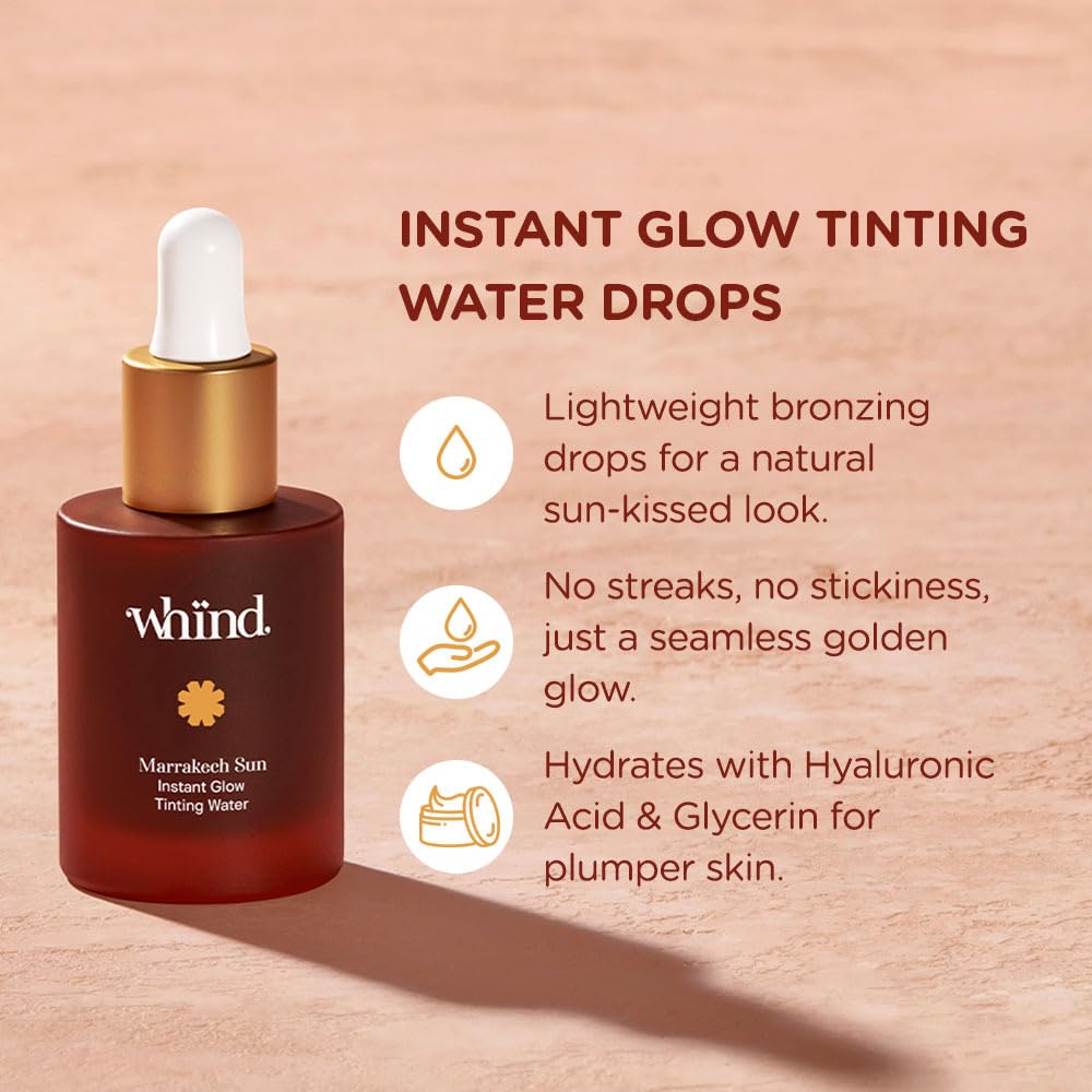 WHIND Marrakech Sun Instant Glow Tanner Drops - Lightweight, Streak-Free Face Bronzer - 1oz / 30ml