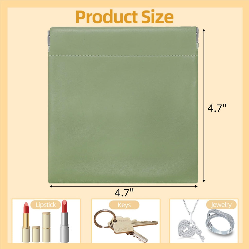 WRINGKIT 18 Pcs Snap Closure Pouches, Small 4.7 Inch Squeeze Coin Purse Pouch, Waterproof Portable Mini Makeup Bag, No Zipper Self-Closing Pocket Cosmetic Bag for Women Jewelry Lipstick Headphones