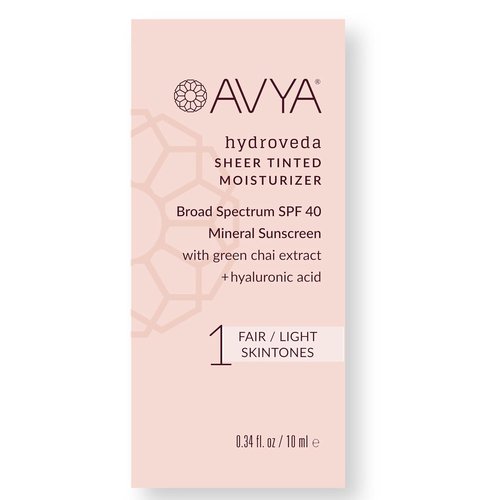 AVYA SPF 40 Sheer Tinted Moisturizer - Hydrating Hyaluronic Acid & Green Chai for Brighter Skin | Fair & Light Shade (0.34oz/10ml)