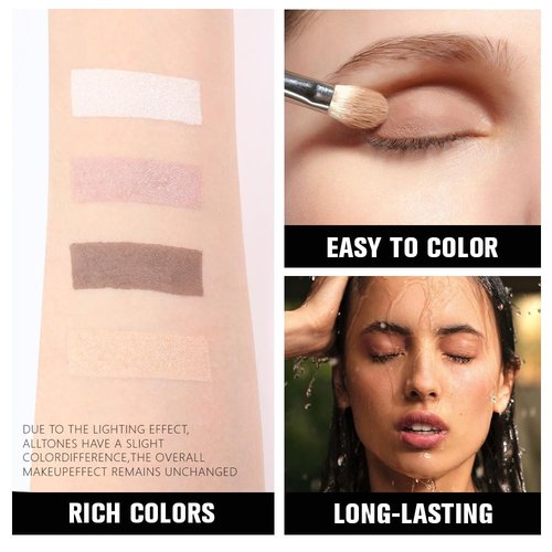 Kaely Powder Eyeshadow Quad - Natural Nude Shimmer Palette for Mature Skin | Pigmented & Waterproof